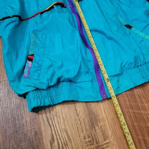 R.E. Sport Rivers Edge 80's Retro Windbreaker Bomber Jacket Multicolor Size L - Picture 8 of 9